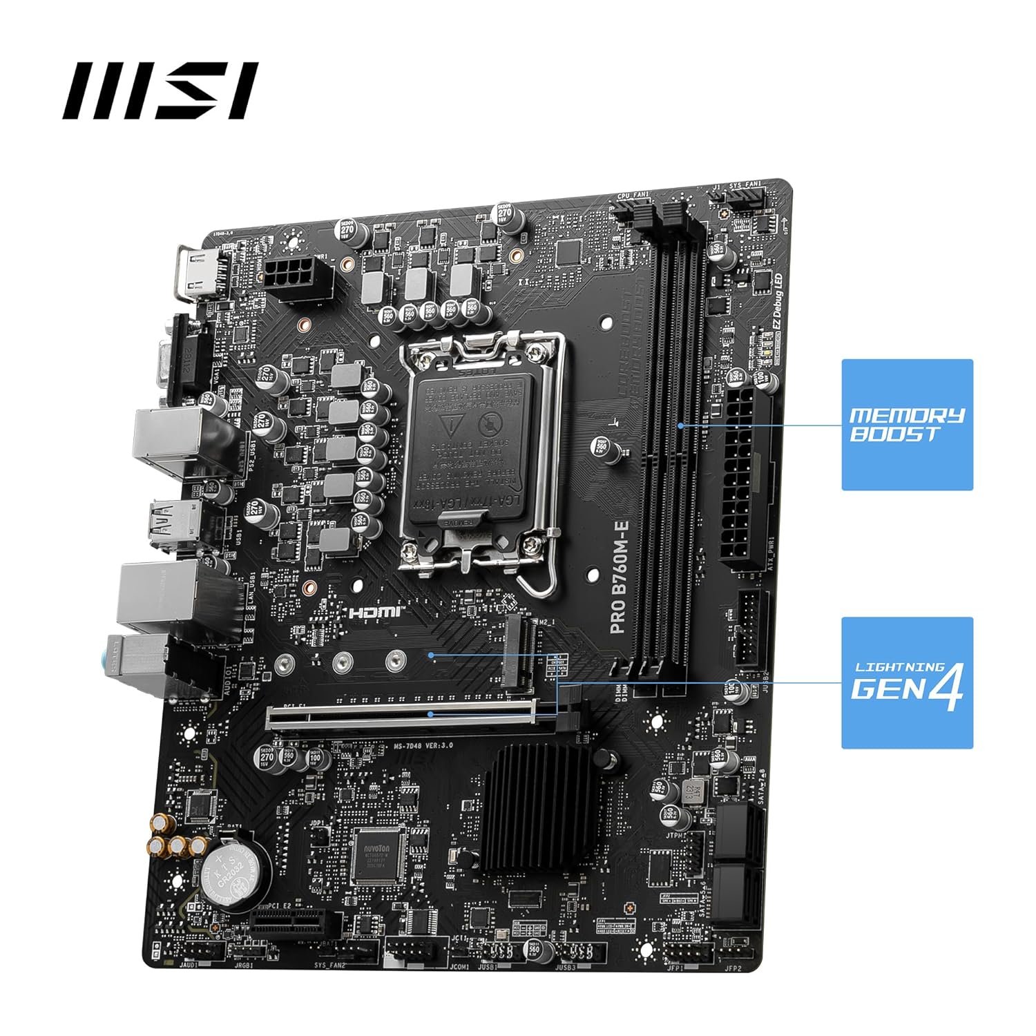 MSI PRO B760M-E MOTHERBOARD, MICRO ATX DDR5 - Image 2