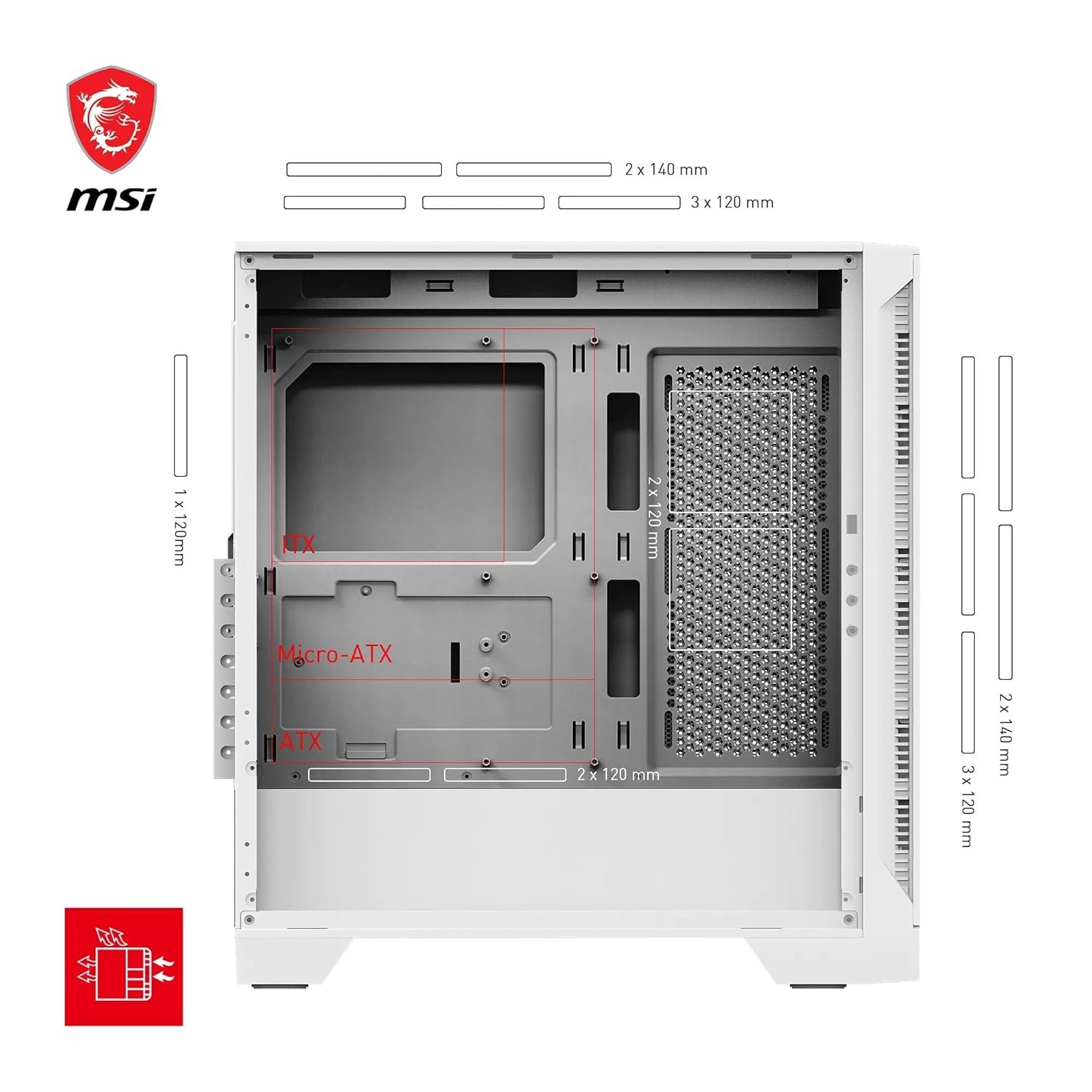 MSI MAG Forge 320R Airflow White Premium Gaming PC Case - Image 2